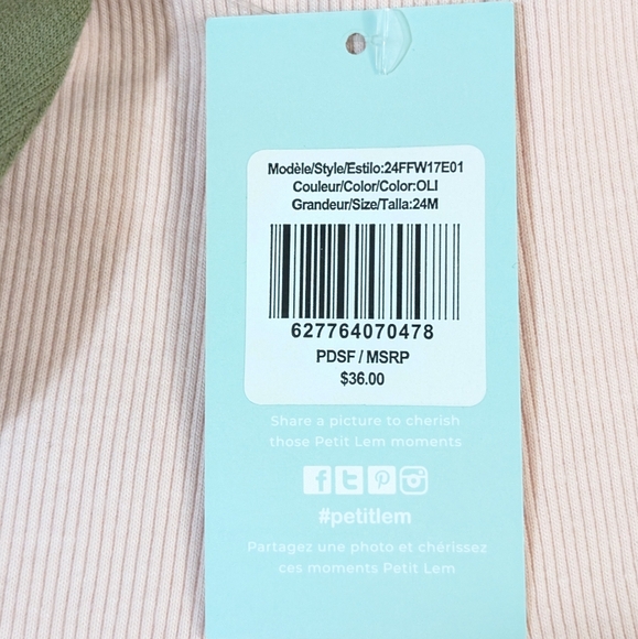 PETIT LEM, "Coffee Date" sweatshirt set, Green & Pink, Size 24 Months - Picture 8 of 8